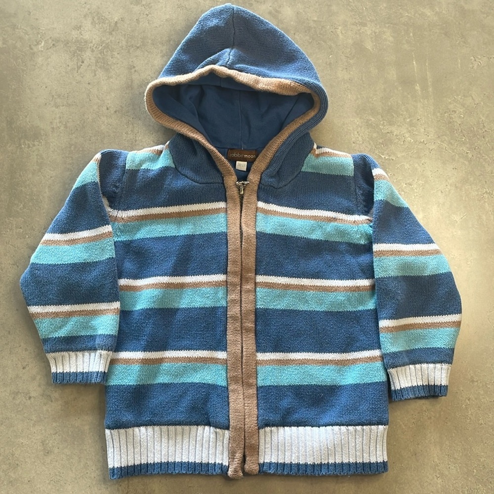 Rabbit Moon Toddler Boys 3 Striped Hooded Sweater Jacket, Size 18/24 Months